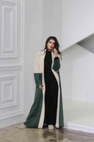 جاكيت بخامتين زيتي وبيج