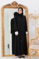 عباية جاكيت مزينه باللون الابيض