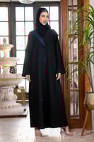 عبايه قصه جاكيت مزينة باللون النيلي