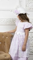 فستان بناتي دانتيل مع قبعة