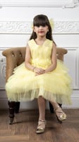 فستان بناتي اصفر تُل