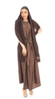 فستان عباية بني مع طرحة