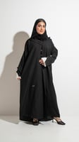 عباية سوداء رسمية باكمام بيضاء