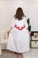 جلابية رمضان ابيض بتطريز احمر