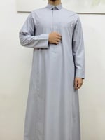 ثوب رصاصي سحاب مخفي قلاب كم سادة رجالي