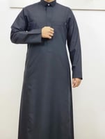 ثوب اسود سحاب كم سادة قلاب رجالي