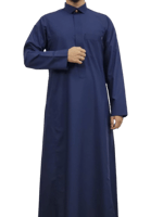 ثوب كحلي سحاب كم سادة قلاب رجالي