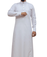 ثوب ابيض زرار ظاهر كبك قلاب رجالي