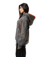 Hoodie Gray Double cap Orange | هودي رمادي دبل كاب...