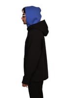 Hoodie Black Double cap Blue | هودي اسود وازرق دبل...