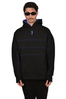 Hoodie Black Double cap Blue | هودي اسود وازرق دبل...