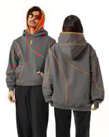 Hoodie Gray Double cap Orange | هودي رمادي دبل كاب...