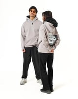 Hoodie Double cap Blue هودي رمادي ودبل كاب اسود