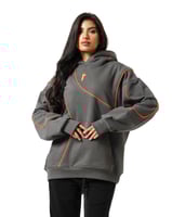 Hoodie Gray Double cap Orange | هودي رمادي دبل كاب...