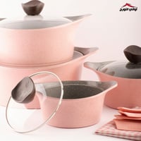 طقم قدور 8 قطع حجم وسط جرانيت كوري ماركة نيوفلام و...