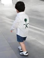 قميص بتطريز سيفين ونخلة كتان