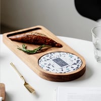 صينية تقديم خشبية مع كوستر