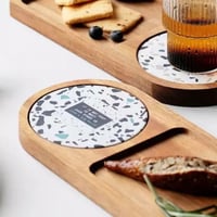 صينية تقديم خشبية مع كوستر