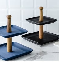 صينية تقديم طابقين بلون أزرق