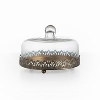 صينية تقديم حديد مع غطاء زجاجي