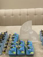 بكج 48 حبة لون سماوي مع رمادي مع قاعده طاولة