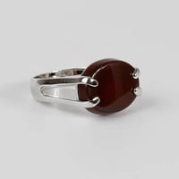 خاتم فضة ملكي بيضاوي شنكار بني