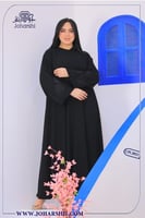 عبايه كتان اسود تطريز ناعم لف - عبايتك