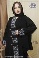 عباية سوداء فخمة كتان بكلفه كحلي ورمادي سدو