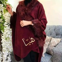 شال شتوي فرو مع تطريز مخصص للأسماء