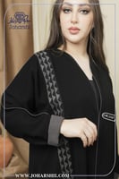 عباية سودا كتان بكلفه زيتي فخمة جديده