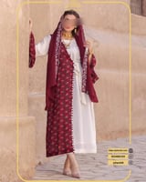 جلابيه شالكي نسائي عنابي فخم