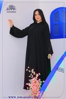 عبايه كتان اسود تطريز ناعم لف - عبايتك