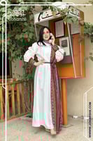 جلابية تراثية سعودية نسائي اللون الابيض بتصميم الس...