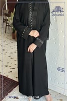 عباية لينن اسود أنيقة مع طرحة مجانية