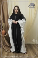 عباية بشت نسائي حرير مغسول ابيض واسود