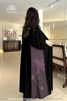 عباية نص كلوش موف بتطريز ورود أنيق