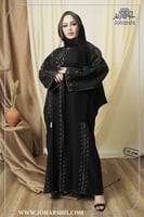 عبايه كتان تطريز اهاري - عبايات مطرزه ذهبي