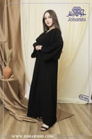 عبايه كريب مع اضافة قماش حرير مغسول - عباية سوداء...