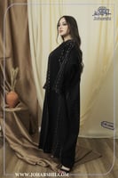 عبايه كتان تطريز اهاري - عبايات مطرزه ذهبي