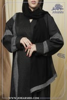 عباية سودا كتان مع قماش شكيرا