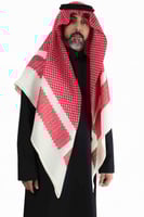 شماغ التون أحمر غامق خطوط بيج