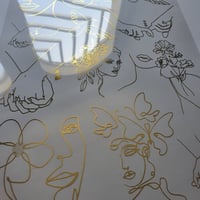 رسوم خطية ورق شفاف مطبوع ذهبي للريزن