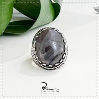 خاتم رجالي فضة وعقيق