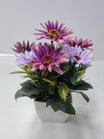 Purple Daisy Faux Flower Plant with Greenery in De...