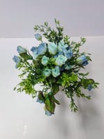 Artificial Blue Rose & Green Foliage Table Top Bou...
