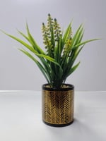 Small Artificial Pink Flower and Greenery in Gold-...