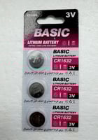 BASIC LITHIUM BATTERY CR1632 ,3V, 3 Pieces بطارية...
