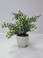Small Artificial Greenery in Plain White Round Pot...