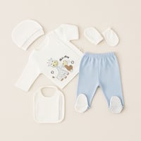 بجامة مواليد أولادي 5 قطع– إنترلوك ناعم قطن 100%