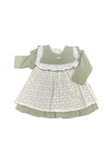 فستان بناتي دانتيل - باللونين الوردي والأبيض